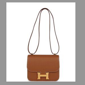 Authentic HERMES Constance 18 Epsom Gold on Gold Leather Crossbody Bag